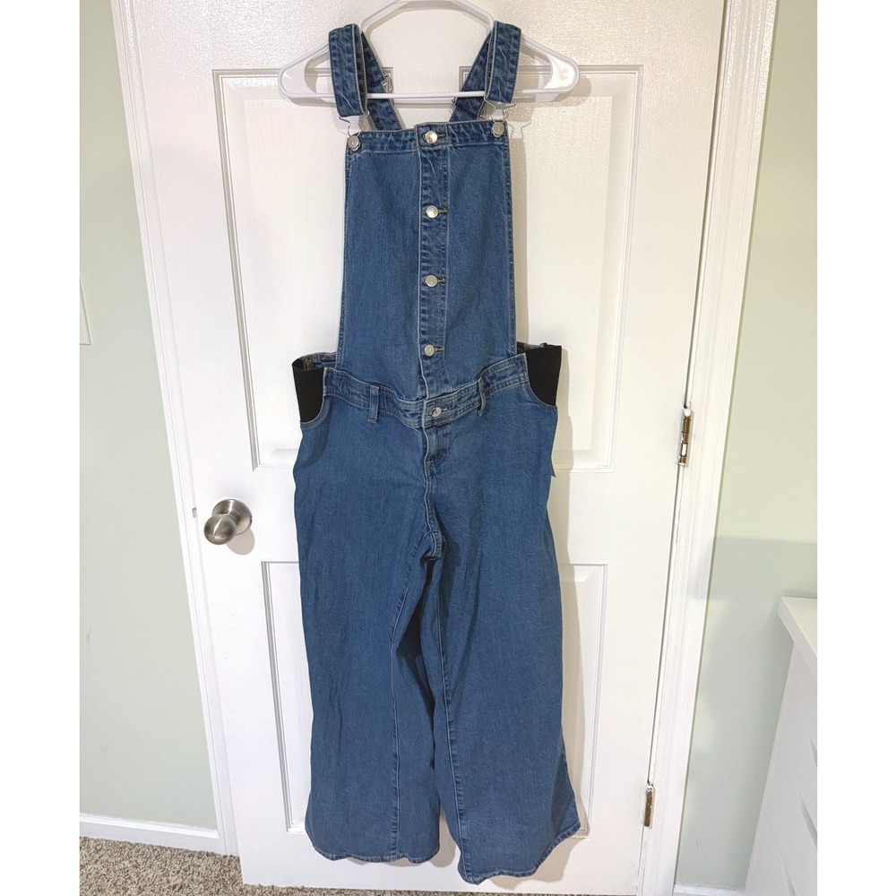 Isabel by Ingrid & Isabel Maternity Wide Leg Denim Overalls Medium Wash Size 12